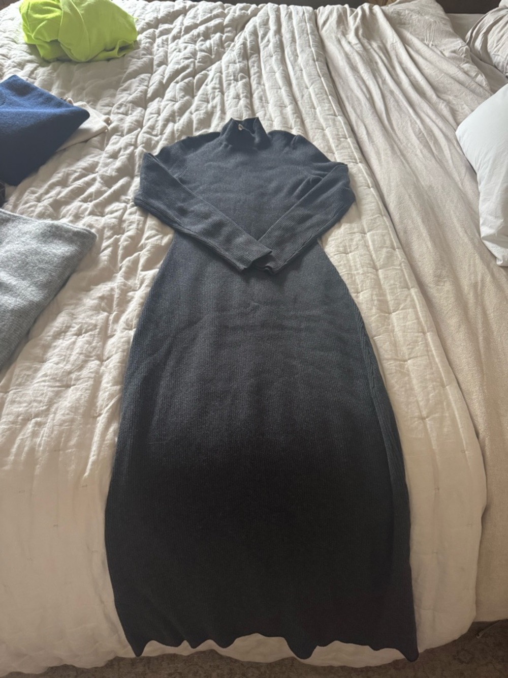 Sezane Charcoal gray Long Sleeve Turtleneck Knit Dress